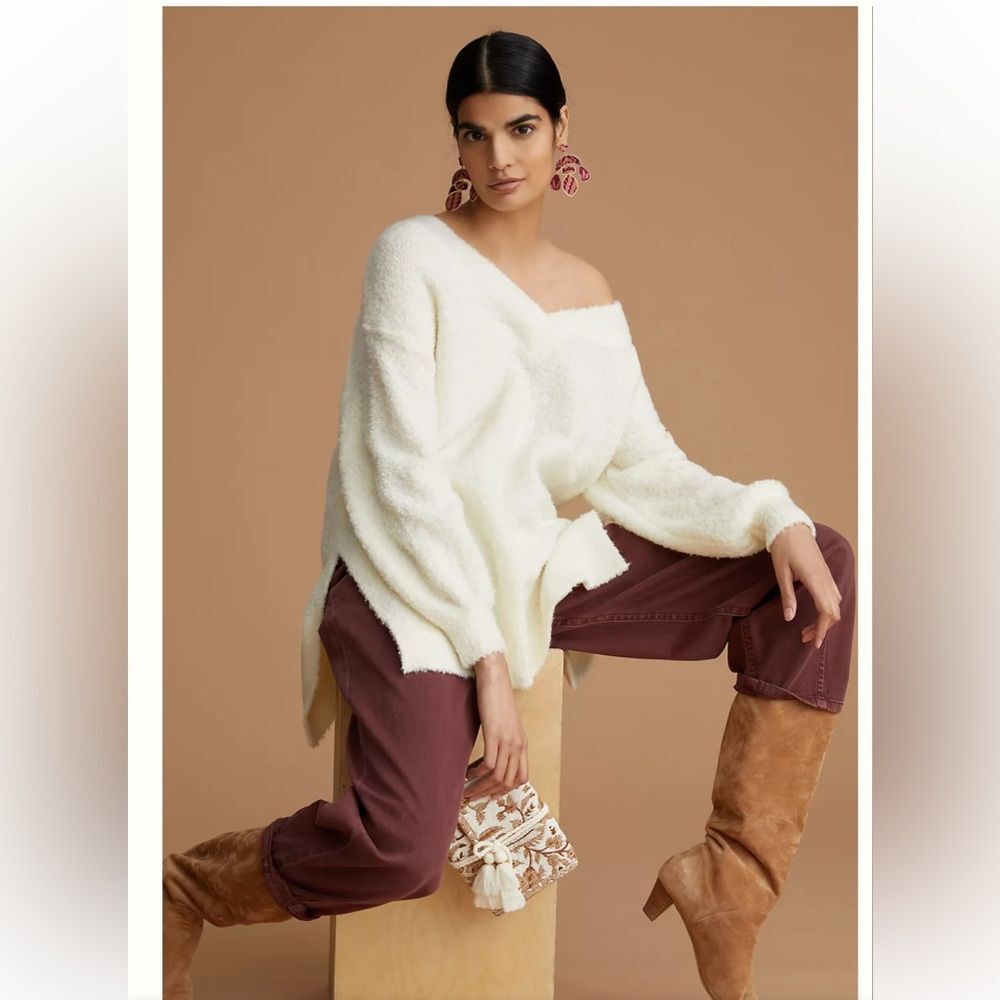 Anthropologie Pilcro Teddy V-Neck Tunic Sweater